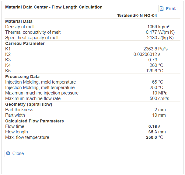 Material Data Center - Calculation of Flow Length