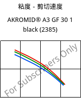 粘度－剪切速度 , AKROMID® A3 GF 30 1 black (2385), PA66-GF30, Akro-Plastic