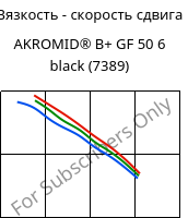 Вязкость - скорость сдвига , AKROMID® B+ GF 50 6 black (7389), PA6-GF50, Akro-Plastic