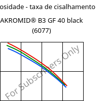 Viscosidade - taxa de cisalhamento , AKROMID® B3 GF 40 black (6077), PA6-GF40, Akro-Plastic
