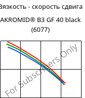 Вязкость - скорость сдвига , AKROMID® B3 GF 40 black (6077), PA6-GF40, Akro-Plastic