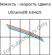 Вязкость - скорость сдвига , Ultramid® A3HG5, PA66-GF25, BASF