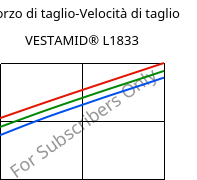 Sforzo di taglio-Velocità di taglio , VESTAMID® L1833, PA12-GF23, Evonik