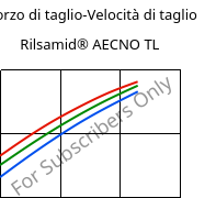 Sforzo di taglio-Velocità di taglio , Rilsamid® AECNO TL, PA12, ARKEMA