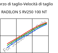 Sforzo di taglio-Velocità di taglio , RADILON S RV250 100 NT, PA6-GF25, RadiciGroup