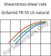Shearstress-shear rate , Grilamid TR 55 LX natural, PA12/MACMI, EMS-GRIVORY