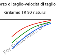 Sforzo di taglio-Velocità di taglio , Grilamid TR 90 natural, PAMACM12, EMS-GRIVORY