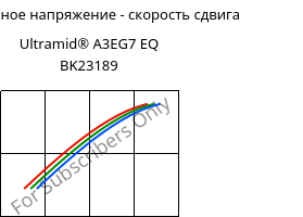 Касательное напряжение - скорость сдвига , Ultramid® A3EG7 EQ BK23189, PA66-GF35, BASF