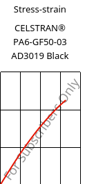 Stress-strain , CELSTRAN® PA6-GF50-03 AD3019 Black, PA6-GLF50, Celanese