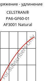 Напряжение - удлинение , CELSTRAN® PA6-GF60-01 AF3001 Natural, PA6-GLF60, Celanese