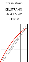 Stress-strain , CELSTRAN® PA6-GF60-01 P11/10, PA6-GLF60, Celanese