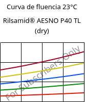 Curva de fluencia 23°C, Rilsamid® AESNO P40 TL (dry), PA12, ARKEMA