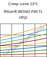 Creep curve 23°C, Rilsan® BESNO P40 TL (dry), PA11, ARKEMA