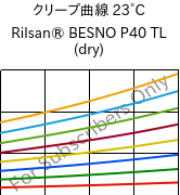 クリープ曲線 23°C, Rilsan® BESNO P40 TL (乾燥), PA11, ARKEMA