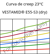 Curva de creep 23°C, VESTAMID® E55-S3 (Seco), TPA, Evonik