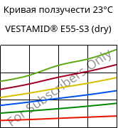 Кривая ползучести 23°C, VESTAMID® E55-S3 (сухой), TPA, Evonik