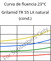 Curva de fluencia 23°C, Grilamid TR 55 LX natural (cond.), PA12/MACMI, EMS-GRIVORY