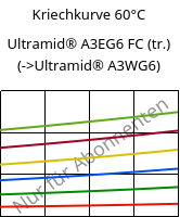 Kriechkurve 60°C, Ultramid® A3EG6 FC (trocken), PA66-GF30, BASF