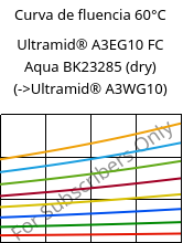 Curva de fluencia 60°C, Ultramid® A3EG10 FC Aqua BK23285 (dry), PA66-GF50, BASF