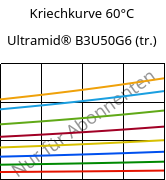 Kriechkurve 60°C, Ultramid® B3U50G6 (trocken), PA6-GF30 FR(53+30), BASF