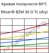 Кривая ползучести 80°C, Rilsan® BZM 30 O TL (сухой), PA11-GF30, ARKEMA