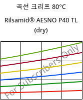 곡선 크리프 80°C, Rilsamid® AESNO P40 TL (건조), PA12, ARKEMA