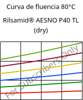 Curva de fluencia 80°C, Rilsamid® AESNO P40 TL (dry), PA12, ARKEMA