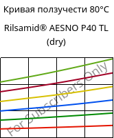 Кривая ползучести 80°C, Rilsamid® AESNO P40 TL (сухой), PA12, ARKEMA