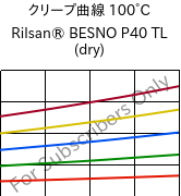 クリープ曲線 100°C, Rilsan® BESNO P40 TL (乾燥), PA11, ARKEMA