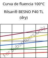 Curva de fluencia 100°C, Rilsan® BESNO P40 TL (dry), PA11, ARKEMA