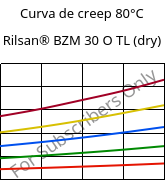 Curva de creep 80°C, Rilsan® BZM 30 O TL (Seco), PA11-GF30, ARKEMA