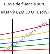 Curva de fluencia 80°C, Rilsan® BZM 30 O TL (dry), PA11-GF30, ARKEMA