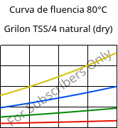 Curva de fluencia 80°C, Grilon TSS/4 natural (dry), PA666, EMS-GRIVORY