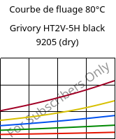 Courbe de fluage 80°C, Grivory HT2V-5H black 9205 (sec), PA6T/66-GF50, EMS-GRIVORY