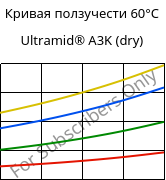 Кривая ползучести 60°C, Ultramid® A3K (сухой), PA66, BASF
