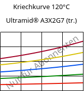 Kriechkurve 120°C, Ultramid® A3X2G7 (trocken), PA66-GF35 FR(52), BASF