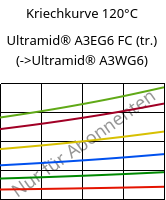 Kriechkurve 120°C, Ultramid® A3EG6 FC (trocken), PA66-GF30, BASF