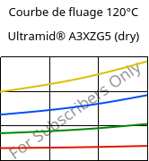 Courbe de fluage 120°C, Ultramid® A3XZG5 (sec), PA66-I-GF25 FR(52), BASF