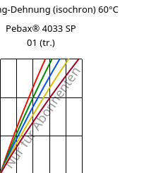 Spannung-Dehnung (isochron) 60°C, Pebax® 4033 SP 01 (trocken), TPA, ARKEMA