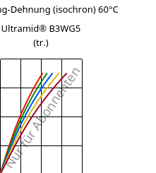 Spannung-Dehnung (isochron) 60°C, Ultramid® B3WG5 (trocken), PA6-GF25, BASF