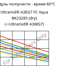 Модуль ползучести - время 60°C, Ultramid® A3EG7 FC Aqua BK23285 (сухой), PA66-GF35, BASF