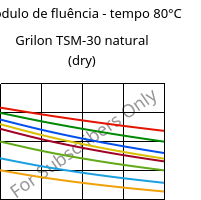Módulo de fluência - tempo 80°C, Grilon TSM-30 natural (dry), PA666-MD30, EMS-GRIVORY