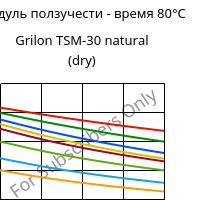 Модуль ползучести - время 80°C, Grilon TSM-30 natural (сухой), PA666-MD30, EMS-GRIVORY