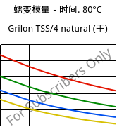 蠕变模量－时间. 80°C, Grilon TSS/4 natural (烘干), PA666, EMS-GRIVORY