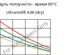 Модуль ползучести - время 60°C, Ultramid® A3K (сухой), PA66, BASF