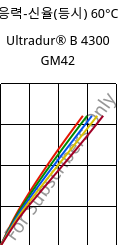 응력-신율(등시) 60°C, Ultradur® B 4300 GM42, PBT-(GF+MF)30, BASF